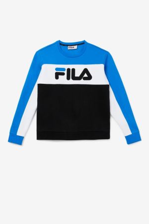 FILA Lesner Fleece Crew Tracksuits White / Black,Mens Clothing | CA.QADYNP134